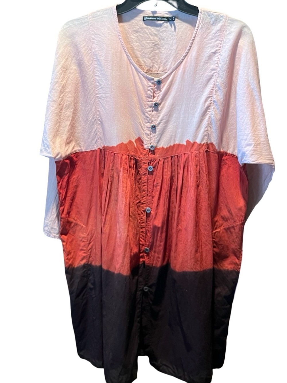 Gudrun Sjoden Pink Red and Black Gradient Button-Front Dress Shirt